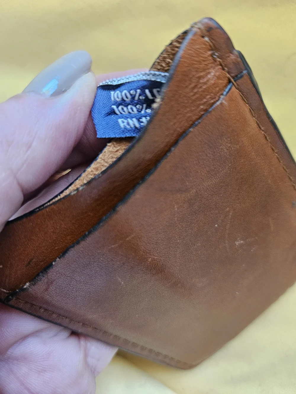 Brown Leather Magnetic Money Clip Card Holder